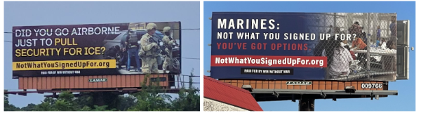 Our billboards outside Fort Bragg and Camp Lejeune in North Carolina
