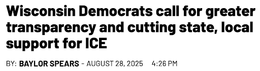 Wisconsin Democrats call for greater transparency and cutting state, local support for ICE
